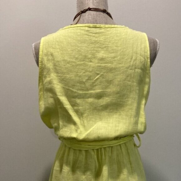 Via Signora Neon Yellow Linen Maxi Dress Medium fit - Picture 10 of 16